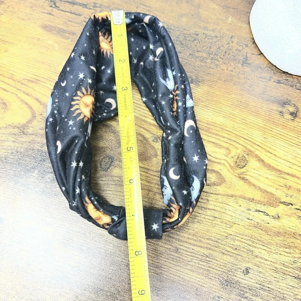 Celestial Sun Moon Headband Y2K‎ Astrology Boho Stretch Hair Band Stars Gold